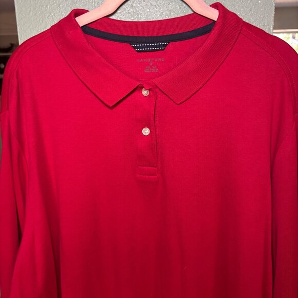 Women's Lands End Red Shirt XL 16W - 18W Cotton Polo Closet Staple Preppy Classy - Picture 3 of 9